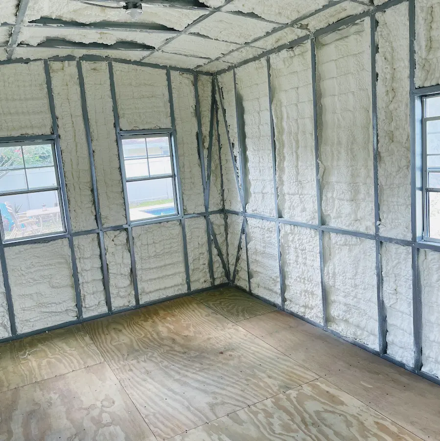 Closed-cell spray foam insulation applied to wall cavities in a residential project in Mount Vista